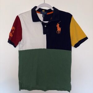 Polo Ralph Lauren Big Pony Colorblock Polo Shirt Boy's Size L 14-16 Y2K 90s